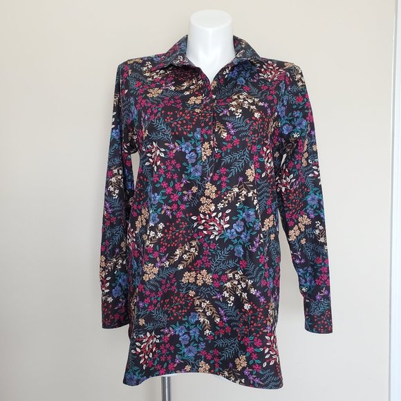 Lands' End Plus Size 16T Tall No Iron Floral Shirt